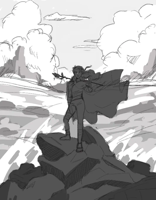 Repurposed an old parody sketch of wonderer above a sea of clouds into oc art 