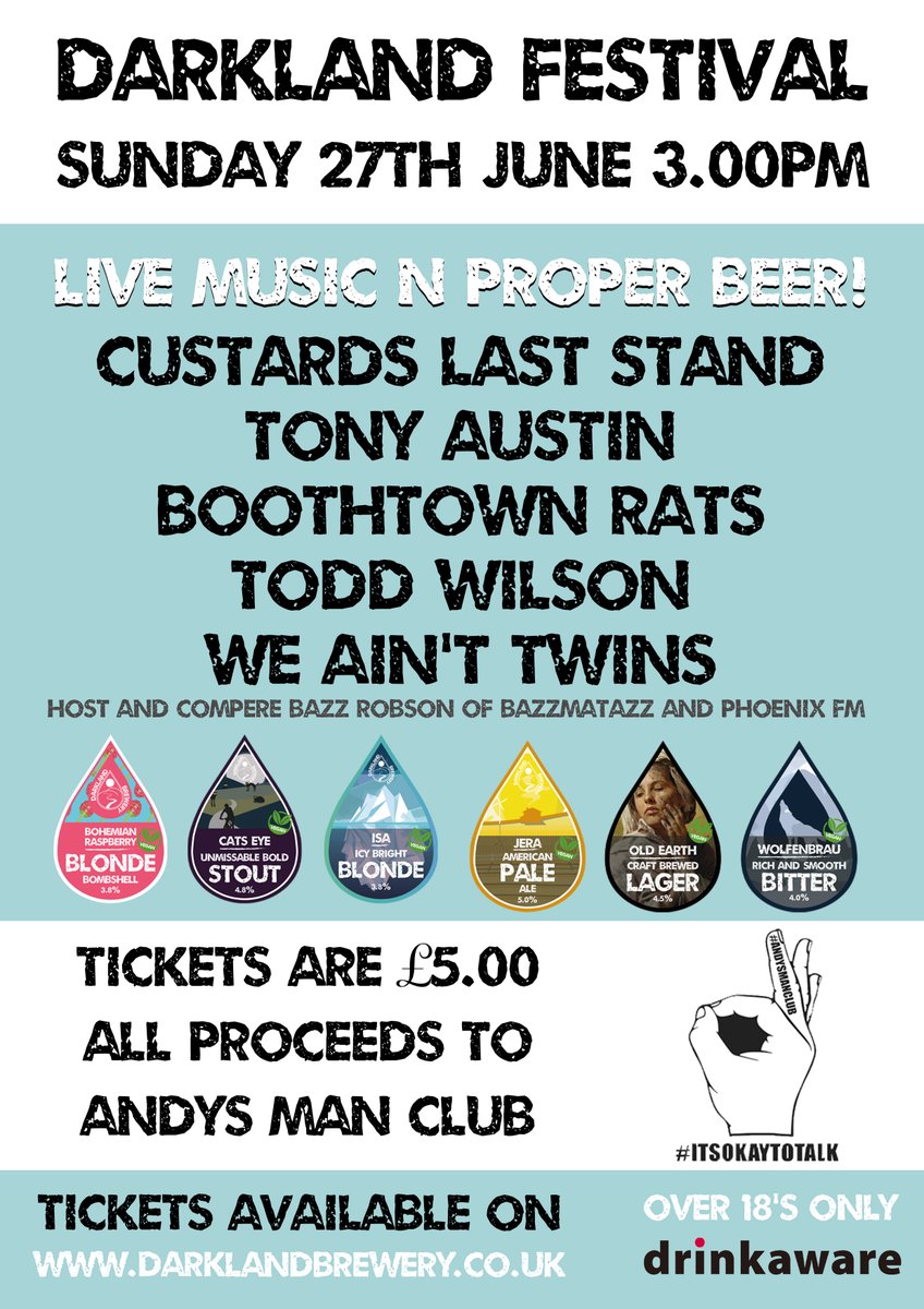 Darkland Festival in aid of <a href="/andysmanclubuk/">#ANDYSMANCLUB</a> !

Tickets now on sale...
Proper Beer &amp; Great Music!
