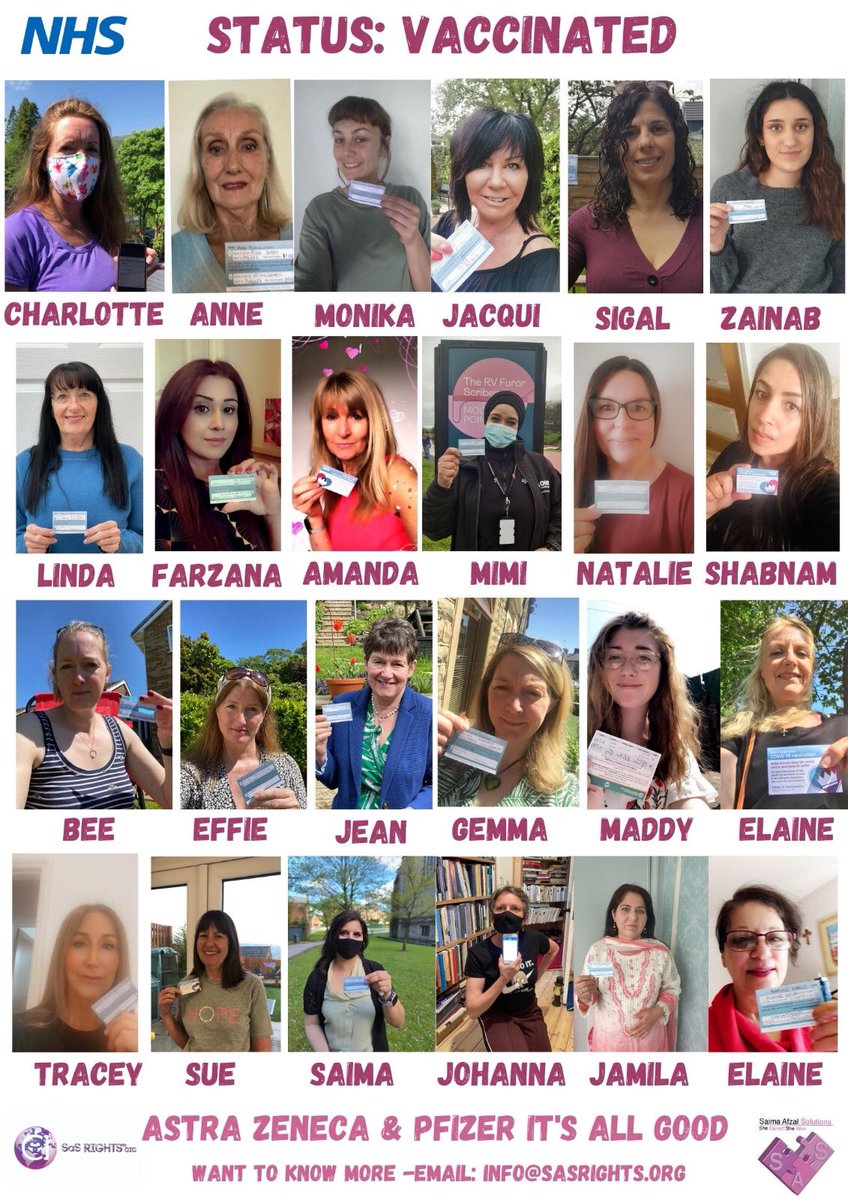 Saima Afzal (@saimaafzalmbe) on Twitter photo Status:Vaccinated๐
We, Women have made the call to use the vaccine as one way to manage the risks to ourselves and others. Anyone with any concerns email: info@sasrights.org and we can point you in the right direction ๐ <a href="/NHSDigital/">NHS England Transformation</a> <a href="/GOVUK/">GOV.UK</a> <a href="/GMB/">Good Morning Britain</a> <a href="/carri4567/">cari ward</a> <a href="/ThisisTAE_/">ThisIsTAE</a> @JoiStie20 Status:Vaccinated๐
We, Women have made the call to use the vaccine as one way to manage the risks to ourselves and others. Anyone with any concerns email: info@sasrights.org and we can point you in the right direction ๐ <a href="/NHSDigital/">NHS England Transformation</a> <a href="/GOVUK/">GOV.UK</a> <a href="/GMB/">Good Morning Britain</a> <a href="/carri4567/">cari ward</a> <a href="/ThisisTAE_/">ThisIsTAE</a> @JoiStie20