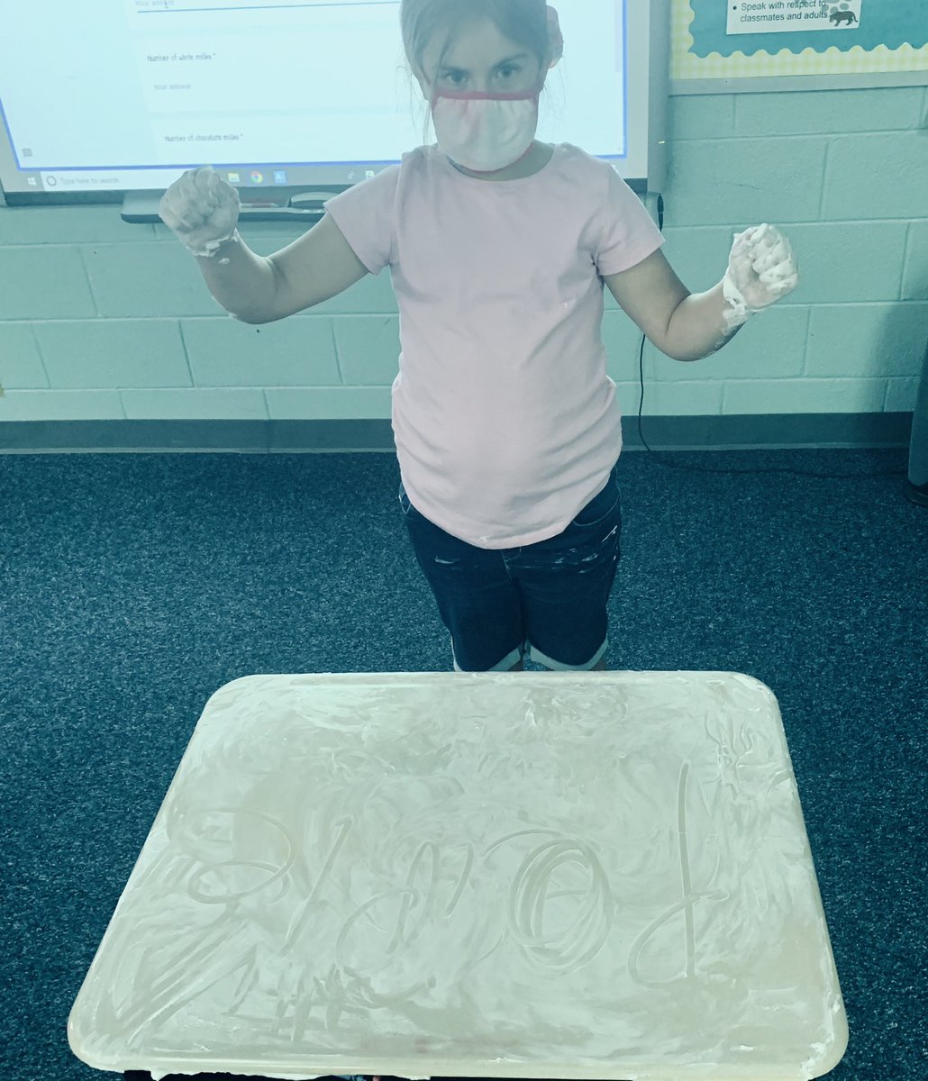 ncmom2004's tweet photo. Last day cleaning fun: shaving cream on your desk to write words, draw shapes and do math equations. @YESjrjags #kumpskids #goodbye2020-2021 https://t.co/Ase0Sv86l3