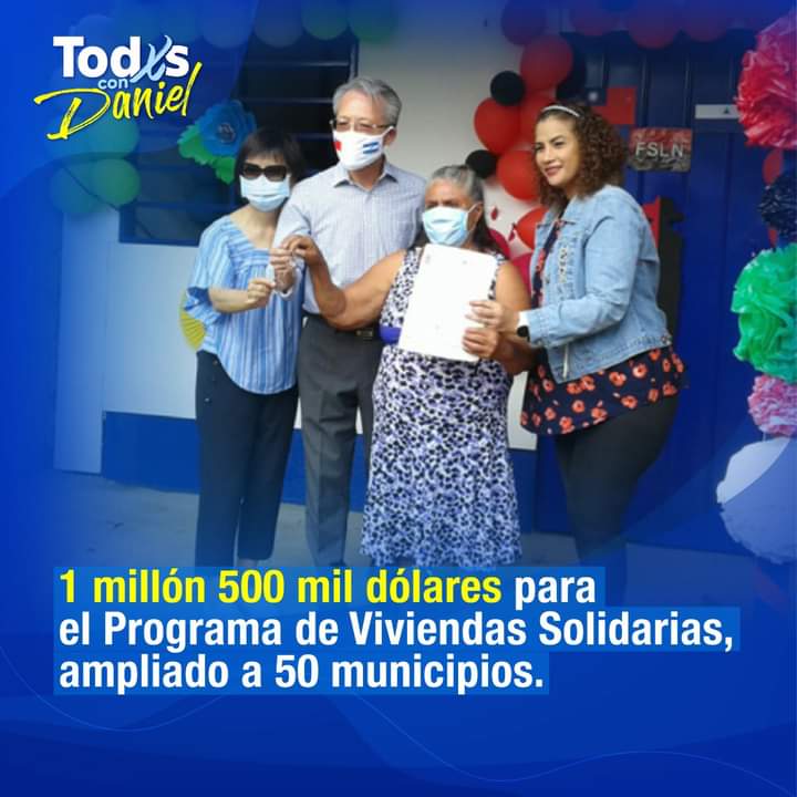 #TodosConDaniel | Se amplía la entrega de viviendas dignas en el territorio nacional, dirigidas a familias vulnerables en condición de emergencia social crítica, con la cooperación del Gobierno de Taiwán, que entregó un primer desembolso al Sinapred de más de un millón de dólares