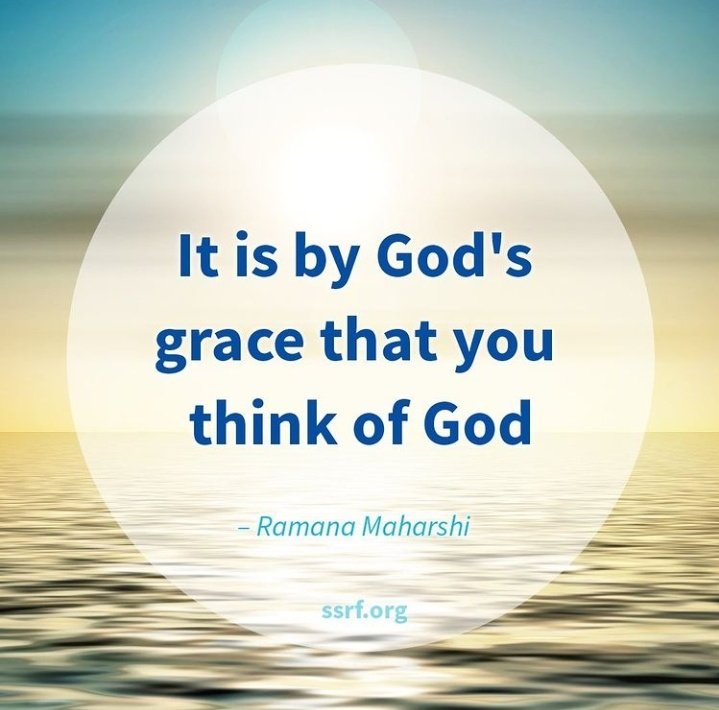 Even the thought to think of God is given by God Himself hence by remembering this we can see how much God helps us daily in our spiritual practice.
@SSRFINC @swapv_25 @Nidhi_demira @DMangaloree @Neelkanth_Hjs 

#SaturdayMorning #thinkingpositive #godsgrace #godslove