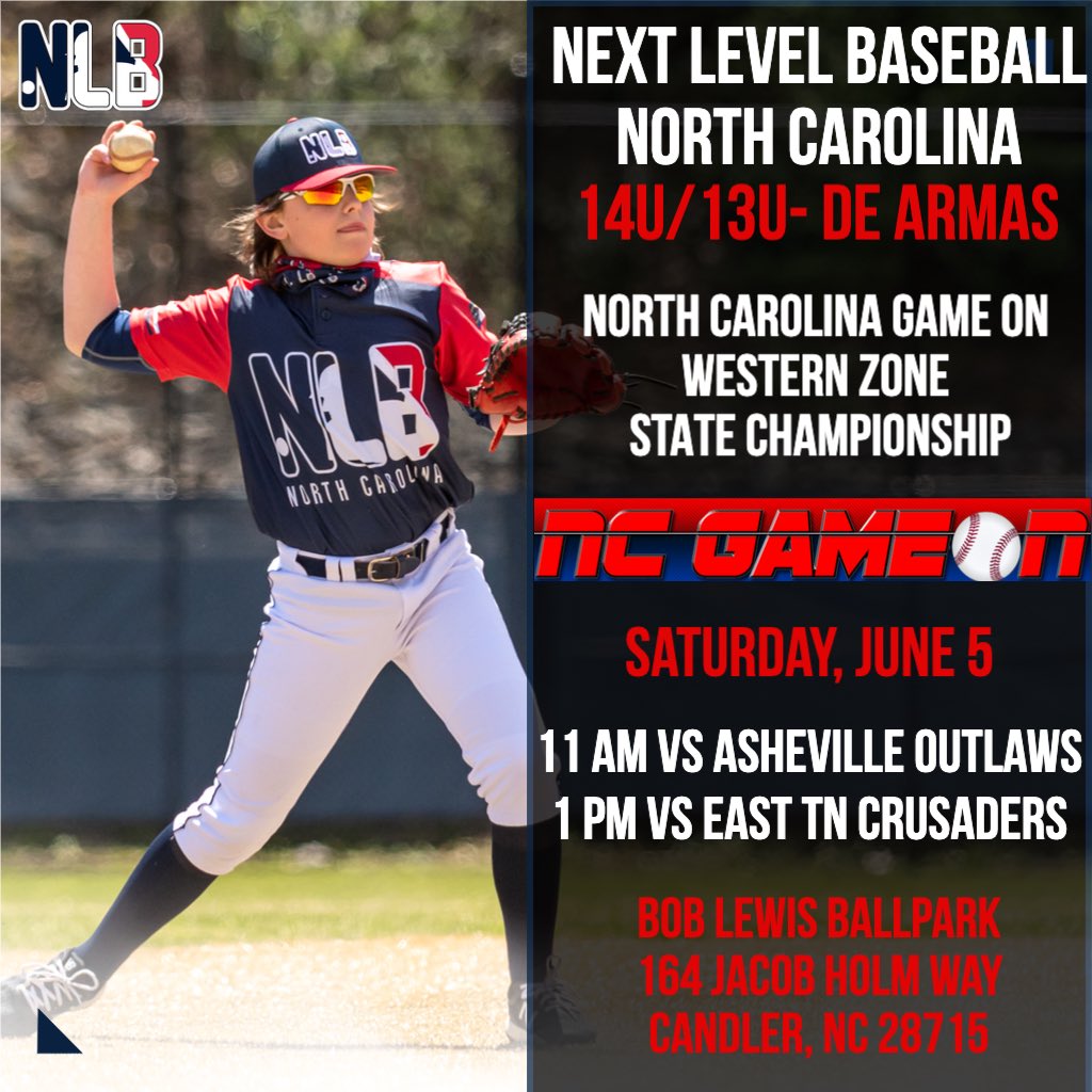 Next Level Baseball N.C. (@nextlevelbbnc) on Twitter photo NLB NC is BACK tomorrow!
Coach De Armas & his guys are ready to role at the NC Game On Western Zone State Championship.
Let’s go boys! 🔥
#NLBway⚾️ <a href="/nextlevelbb/">Next Level Baseball</a> NLB NC is BACK tomorrow!
Coach De Armas & his guys are ready to role at the NC Game On Western Zone State Championship.
Let’s go boys! 🔥
#NLBway⚾️ <a href="/nextlevelbb/">Next Level Baseball</a>