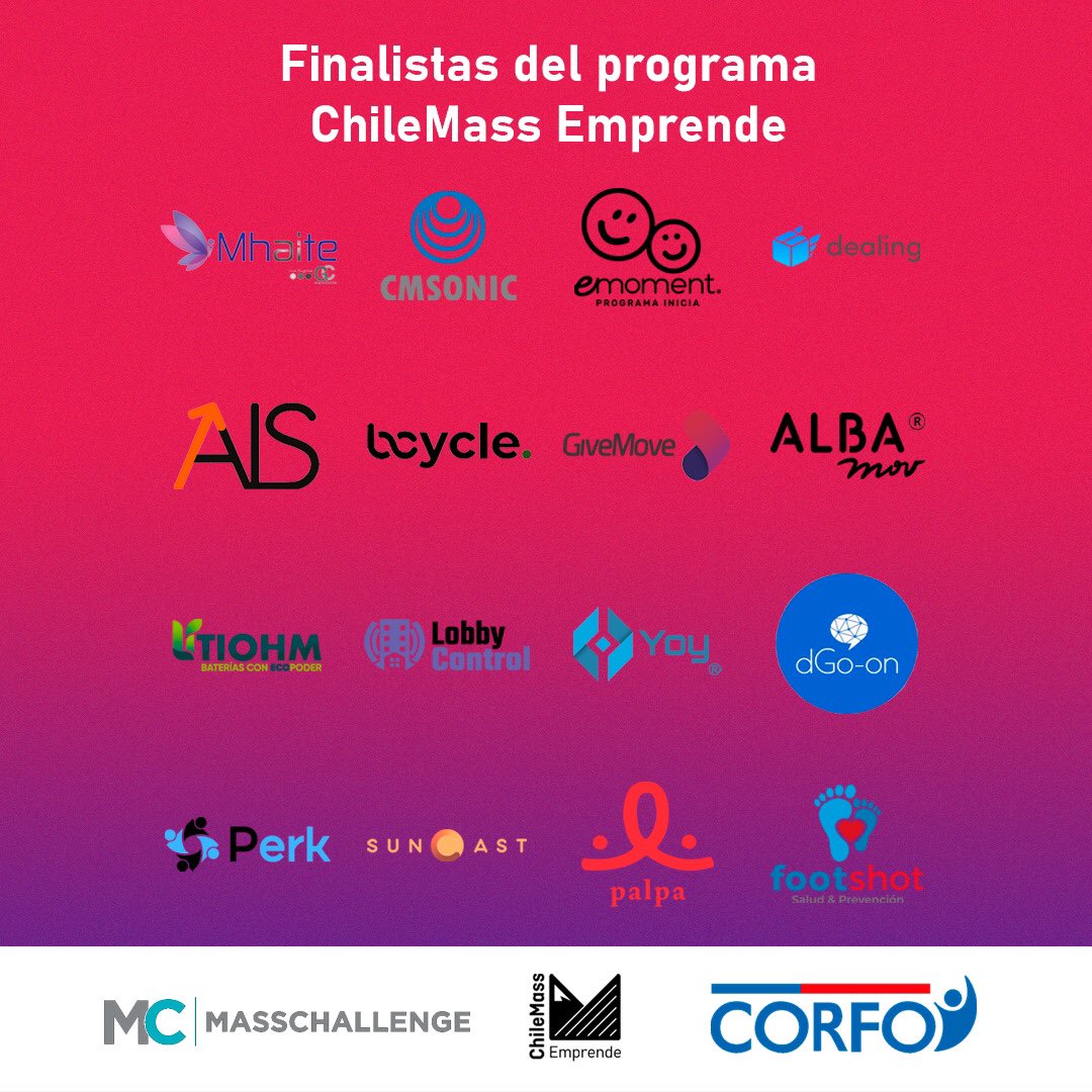 ChileMass's tweet image. ¡Es hoy! ¡Es hoy! Junto con @Corfo y @MassChallenge escogimos a los 16 finalistas del programa #ChileMassEmprende. 🚀

Felicitaciones y mucho éxito en la siguiente etapa. 💪