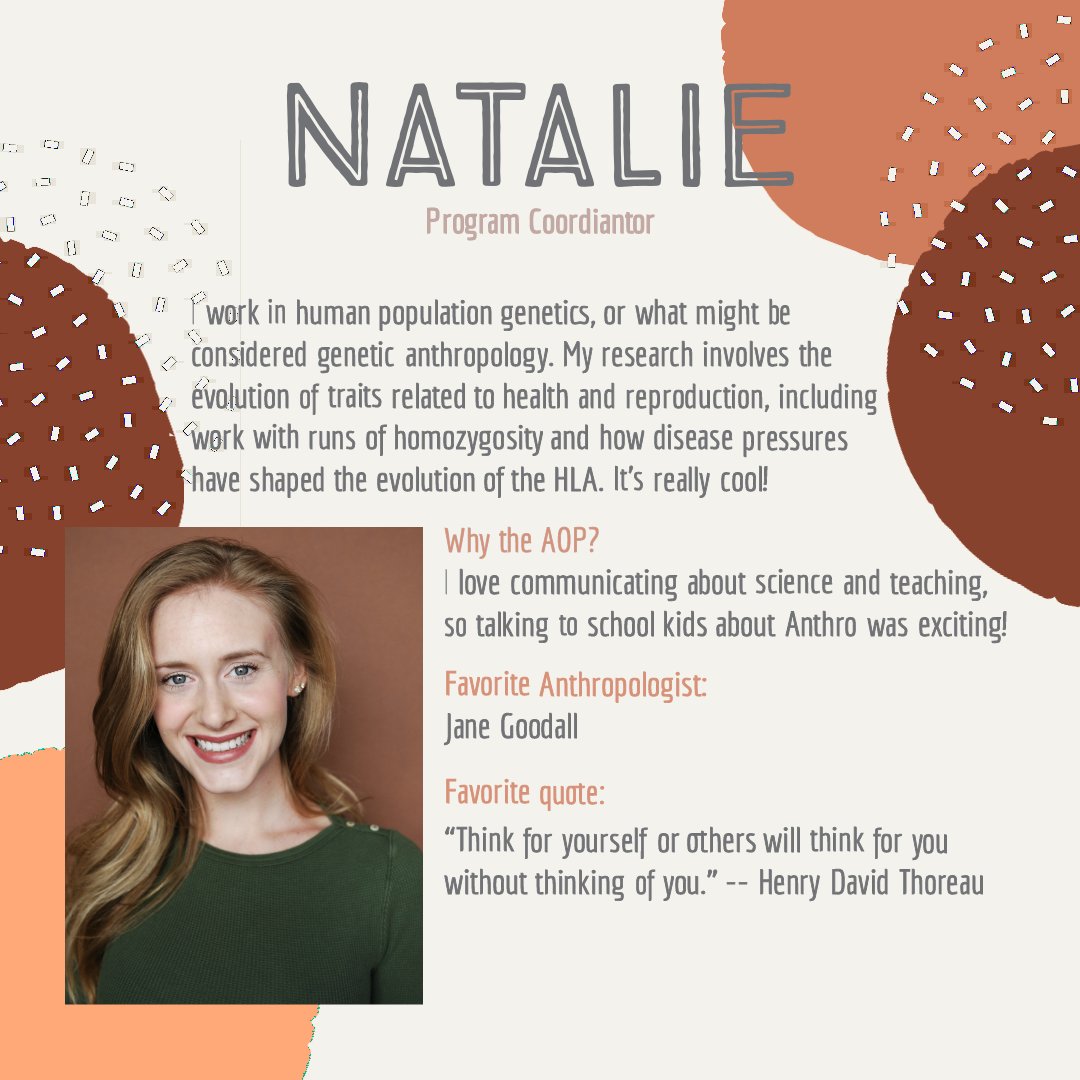 AnthropologyOu2's tweet photo. Hi all! These are profiles for our program coordinators and me (social media). We have grad students and undergrad students working on power points and games!! https://t.co/3yNFpqnGlI