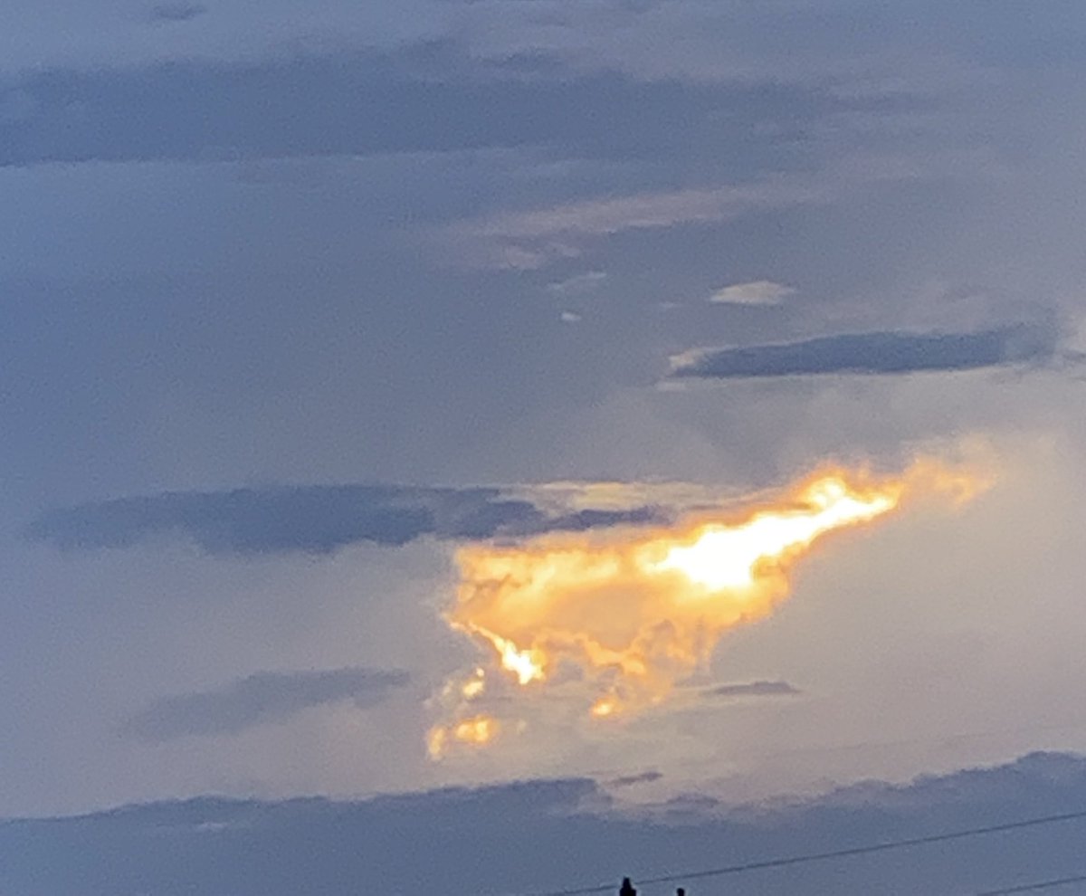Evening sky. One break in the clouds allowing the Sun’s rays to pass through. #sunset #clouds #Eveningsky #NatureBeauty