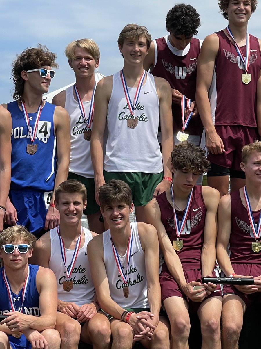 LakeTrackXC's tweet photo. Congrats to the boys 4x800m relay of Neil Jones, Joe Schauer, Tommy Kaminoski, and Alex Mohr for placing third at the state championship meet and earning All-Ohio honors! https://t.co/EzMsMBcaUa