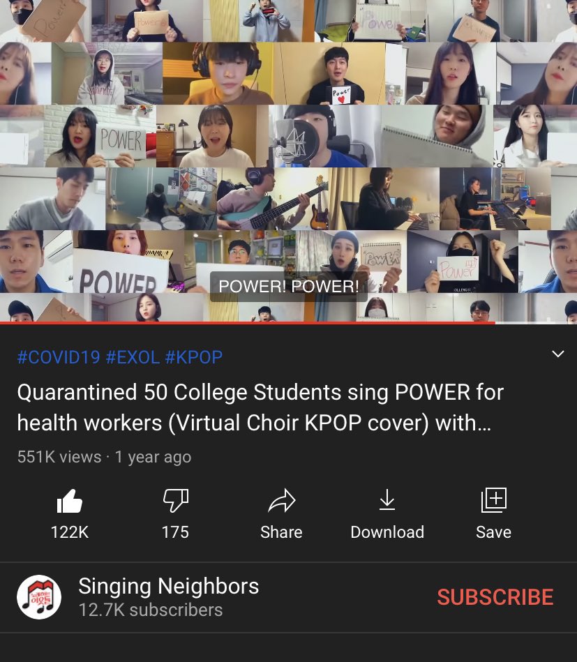 exoyxji's tweet photo. @XsTe3uehDv0zpZr @gmcantave1 This is the song antis made fun of it because of its music video. 

in 2020, Quarantined college students in South Korea sang EXO’s Power for Health Workers

source; 
https://t.co/ShfwVfS7yx

@weareoneEXO https://t.co/QOmLGBn9QF