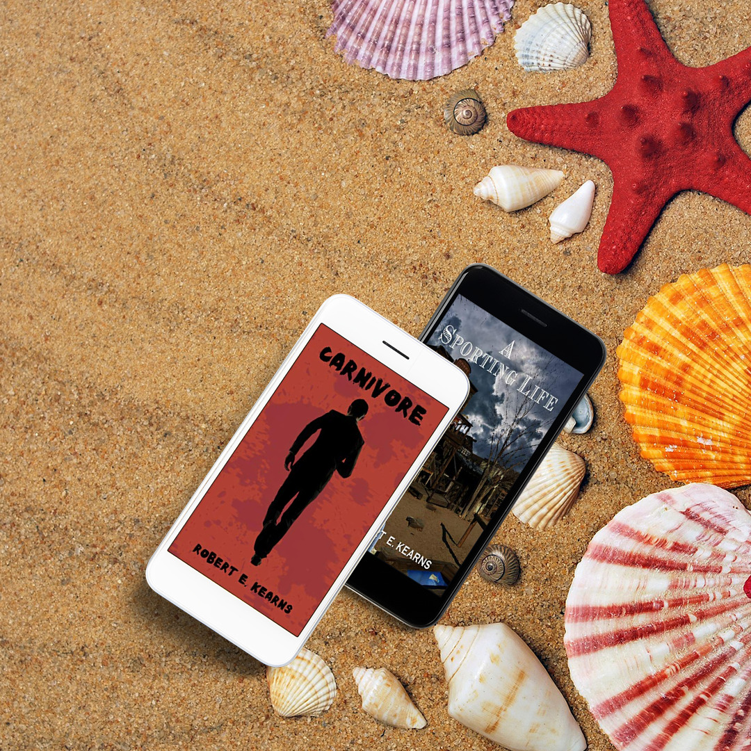 RobertEKearns's tweet photo. For your mobile device or in paperback, pack Carnivore and A Sporting Life by Robert E. Kearns. Two sensational summer reads. #Carnovore #ASportingLife #Summer2021 #seashore #seaside #summerbooks #books #read #reading #kearns #writing #beach #summervacation #sand #kindle https://t.co/J8Sm1iMCL0