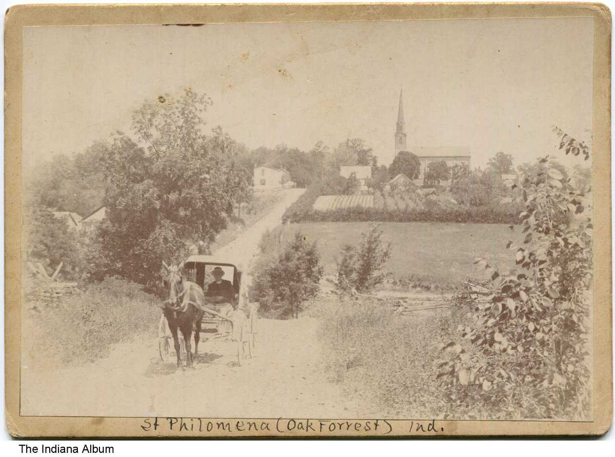 archindyarchive's tweet image. We're wrapping up #ArchivesOnWheels with a priest in a horse-drawn carriage near St. Philomena Church in Oak Forest, now SS. Philomena &amp;amp; Cecilia Oratory, in 1906. The parish was founded in 1844. 📷 credit: @IndianaAlbum