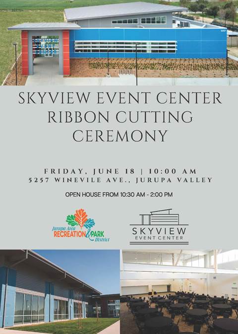JurupaChamber's tweet photo. JARPD Ribbon Cutting, June 18
Visit their open house and discover the beautiful event center!
#jurupavalley #jvcc #jvchamber #jointhechamber #membernews https://t.co/GojmtI6GL6