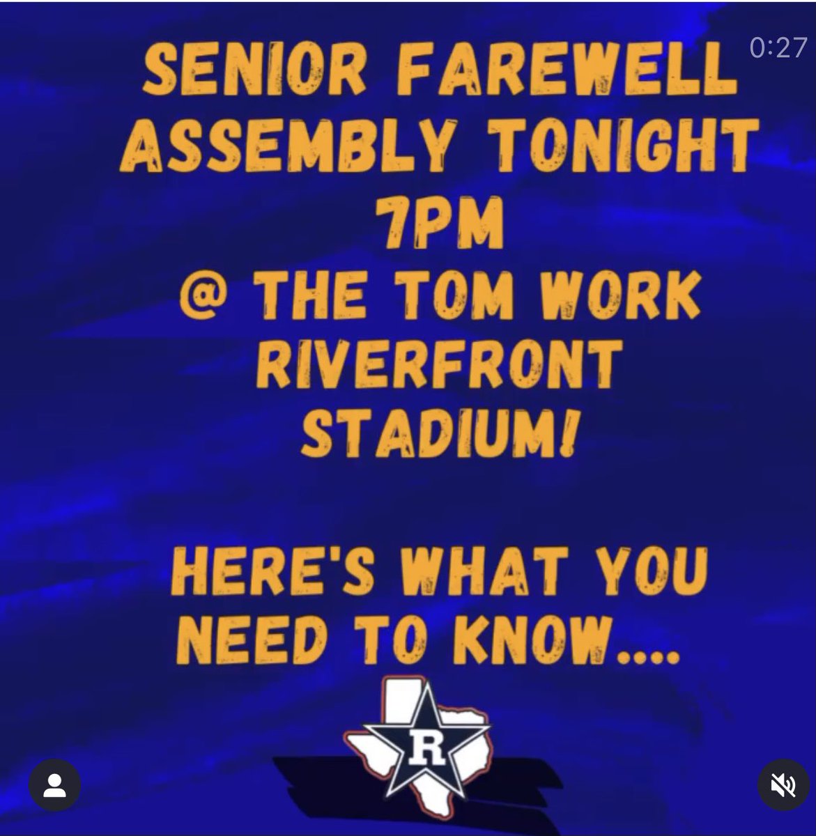 c_riverside's tweet photo. 🧡💙👨🏻‍🎓👩🏻‍🎓 Here’s some things to know before our senior farewell today!!! https://t.co/tfxEeDrSix