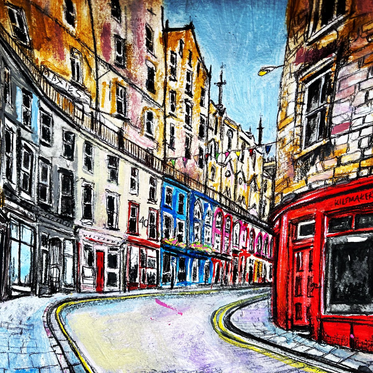 Victoria Street, Edinburgh 
•
•
•
#Victoriastreet #Edinburgh #Scotland #artpromo #YourBizHour #womanbizhour #HANDMADELINK #HandmadeHour #Inbizhour #usk #urbansketcher #draw365 #artboost