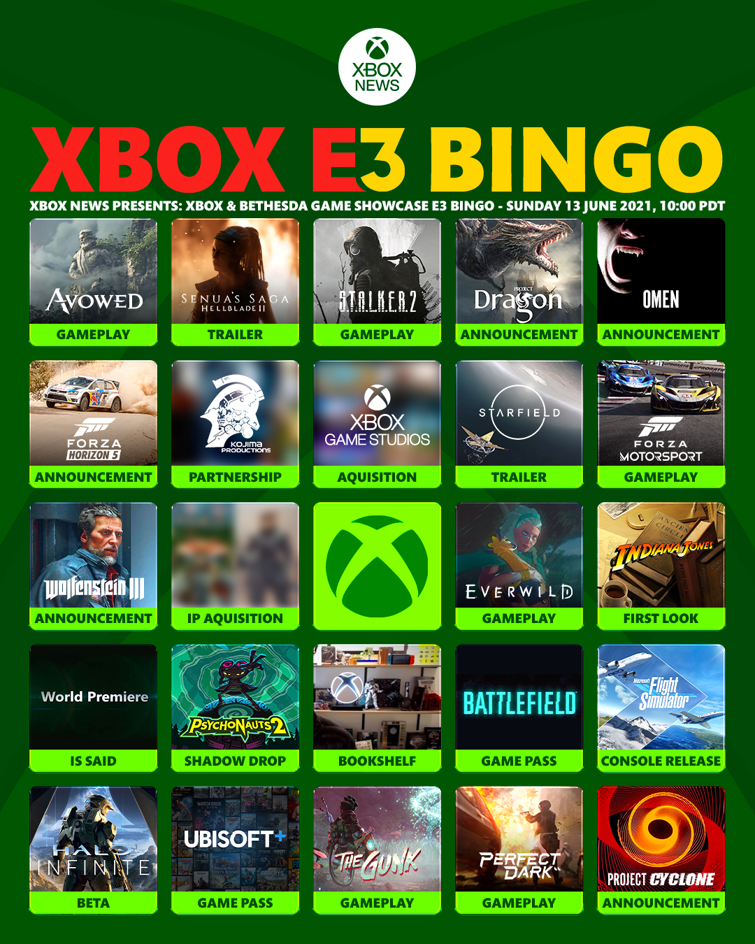 playstation showcase 2021 Bingo Card