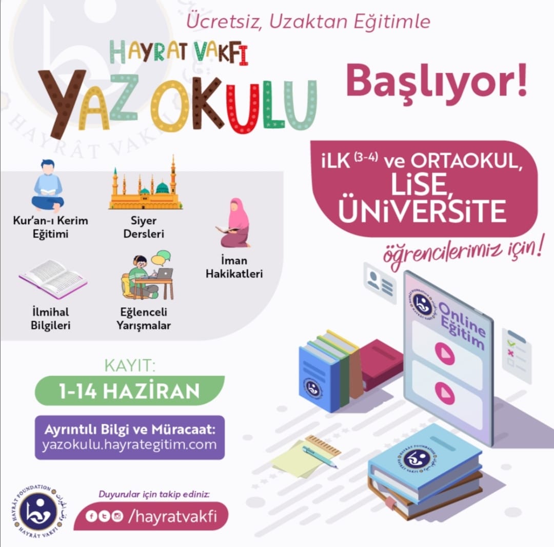 Hayrat Vakfı Yazokulu çalışmalarımız başlıyor. Kayıt yaptırmakta gecikmeyelim inşaallah