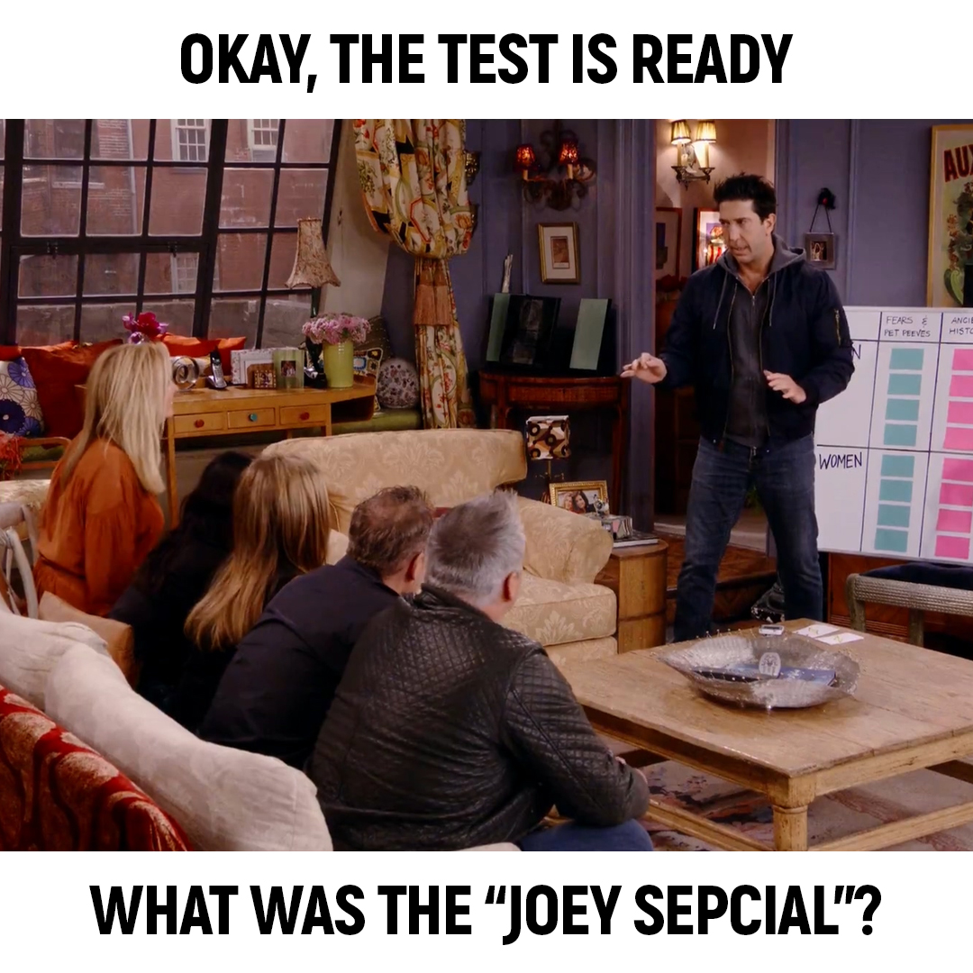 Have you watched the friends reunion? Let's do a trivia! what was the 'Joey Special'? #PizzaHotline #2222222 #SaucyLittleNumber