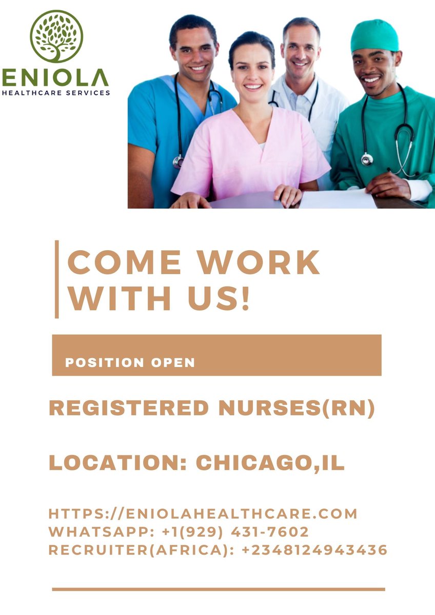 rhechyreCLONE's tweet photo. @aproko_doctor *USA Job Placement for registered nurses..*
*Are you a REGISTERED NURSE?*
*Do you dream of working in the USA?*
This is *A BOLD MOVE* 
A new *CROSS-OVER* 
Let's get this your desire filled once and for all.
Talk to our Recruitment Team today. https://t.co/zpfOzEBca4