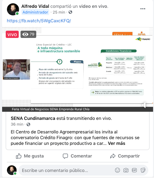lbarraganb's tweet photo. #AhoraMismo  charla de cierre a cargo de Andrés Rozo representante regional de @Finagro  en la Feria Virtual de Negocios SER de #SENA #Chía. Trabajando por el sector agrícola y de turismo de la Región. https://t.co/nK3nOyazJ4