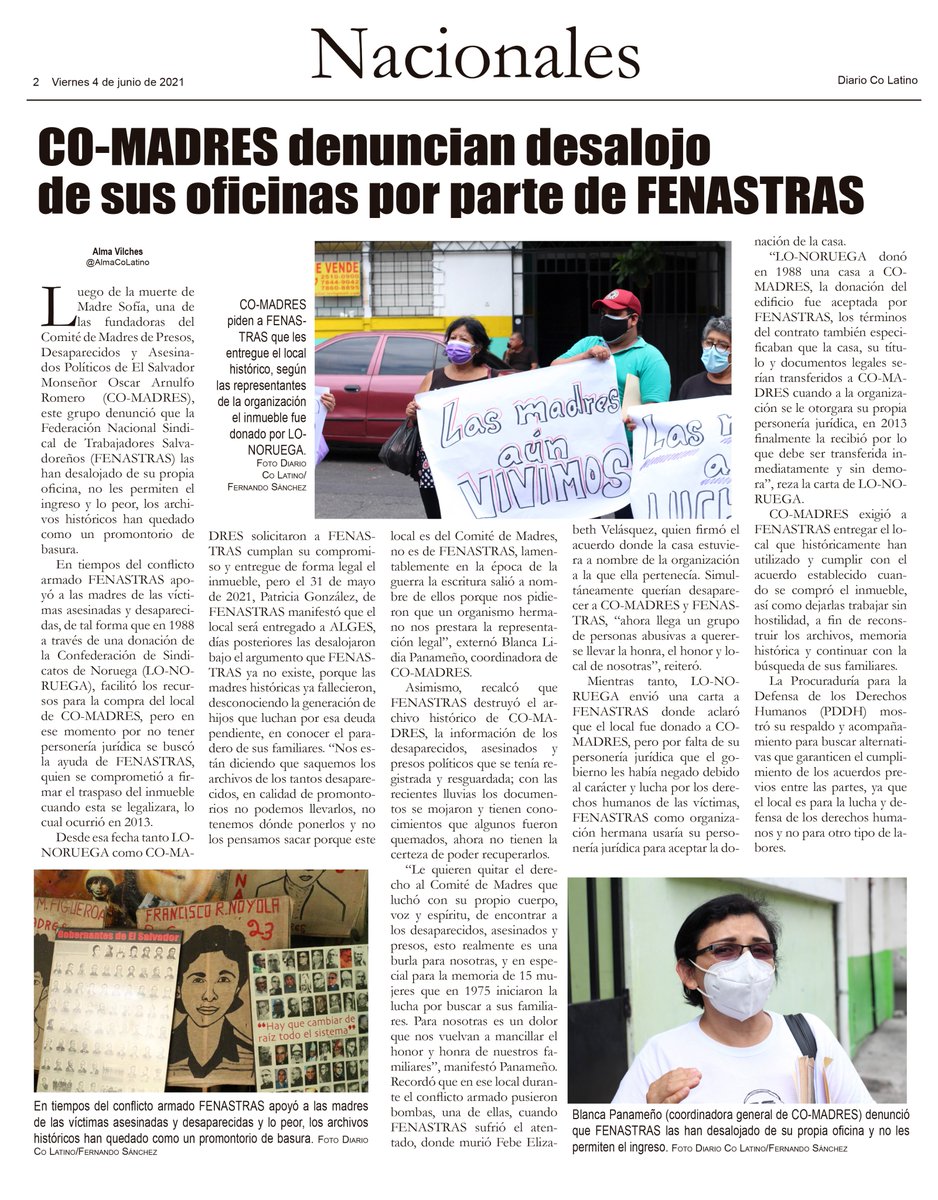 FESPAD_sv's tweet photo. "FENASTRAS las han desalojado de su propia oficina (a CO-MADRES), no les permiten el ingreso y lo peor, los archivos históricos han quedado como un promontorio de basura". https://t.co/jE4IJgQdhq