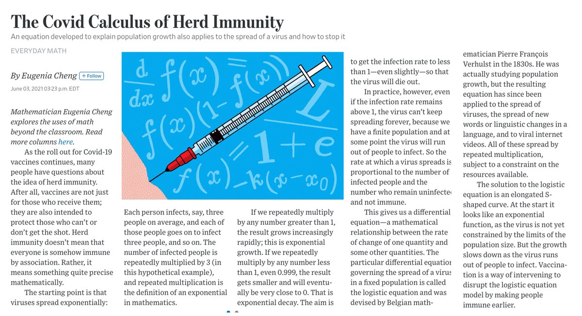 EricTopol's tweet photo. The math related to herd immunity is misunderstood.
@DrEugeniaCheng's got an explainer
https://t.co/Np3ljEXs3j https://t.co/f3vKNKRvKq