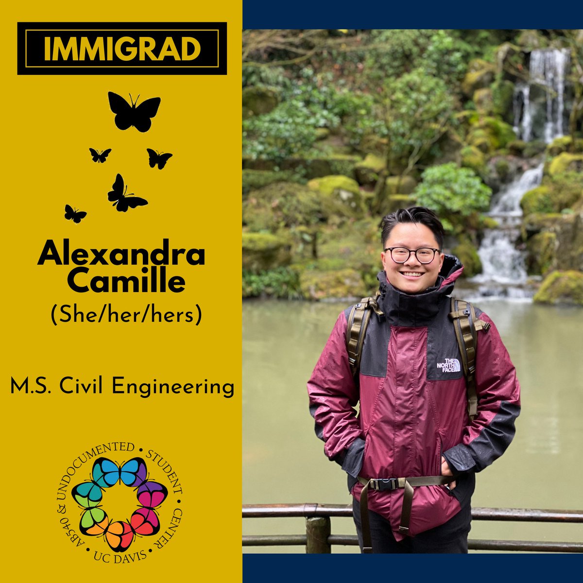 UCD540undoc's tweet photo. Congrats!🦋 🧑🏾‍🎓🧑🏾‍🎓
1. Geo K. Castillo-Lopez (They/them/theirs)
Major(s): Psychology, Chicana/o/x Studies 📚
Minor: Education 🧑🏾‍🏫
2. Alexandra Camille (She/her/hers)
M.S. Civil Engineering 👷🏾

#ImmiGrads20
#ImmiGrads21
#undocuaggies
#ucdavisgrads
#ucdavisaggies https://t.co/r8PmHUmTxf