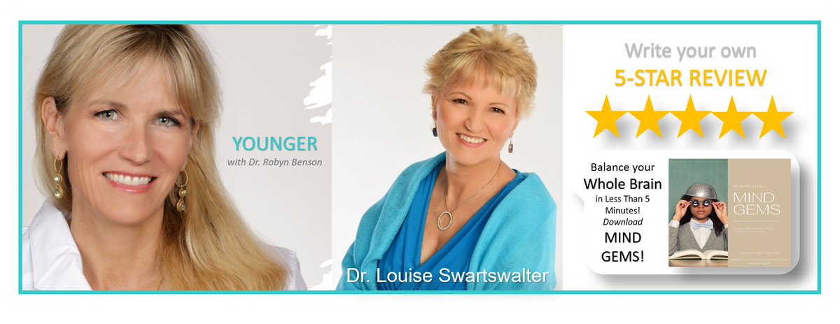 Dr. Robyn Benson's new YOUNGER episode with Dr. Louise Swartswalter explores tools to reboot your brain that no self-help book, practice or single method has been able to provide. Tune in to experience this dramatic transformational breakthrough! robynbenson.com/podcasts/