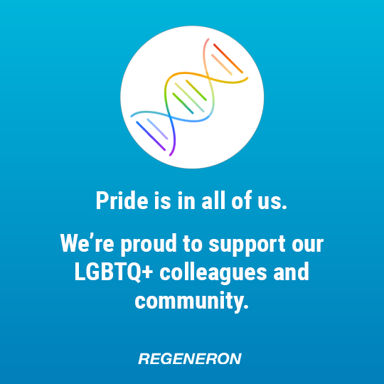 Regeneron's tweet photo. We’re celebrating #Pride all month long. This week, our ReLGBT Employee Interest Group kicked off celebrations by painting an outdoor mural with @loftlgbtcenter in nearby Rye Playland. #pridemonth https://t.co/y9vhgAfkeo