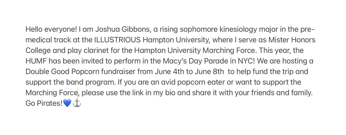 viii_jmg's tweet photo. Hey everyone! Please support the HU Marching Force! #hamptonuniversity #HBCUPRIDE #pirates #marchingband https://t.co/7EWSzamf1w