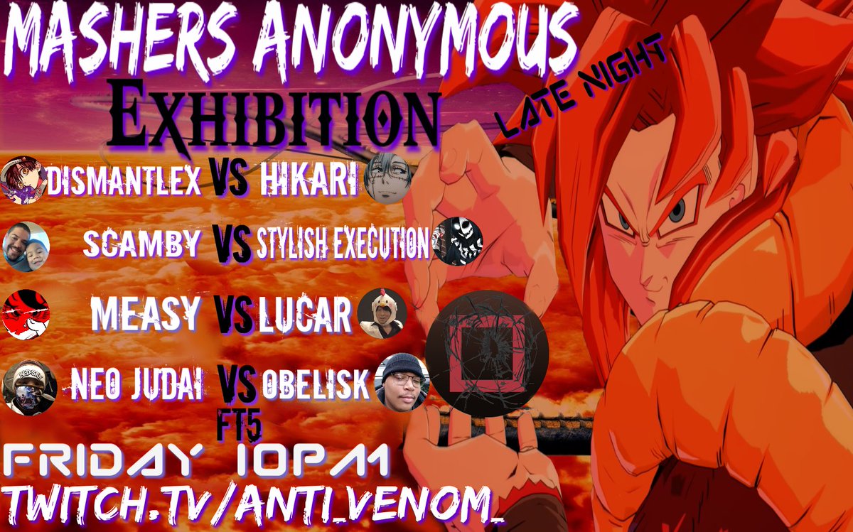 Welcome to Mashers Anonymous, starting at 10PM tonight! Sign ups are up and stream matches are set! Anyone can enter, earn points for winning your set each week to make it to the final top 16 tournament with a cash prize! smash.gg/tournament/mas…