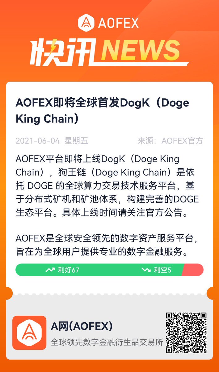 DOGK001's tweet photo. 🏦 🏦 AOFEX will soon launch DOGK (Doge King Chain) in the world 🚀 🚀 https://t.co/8L59xWADbq