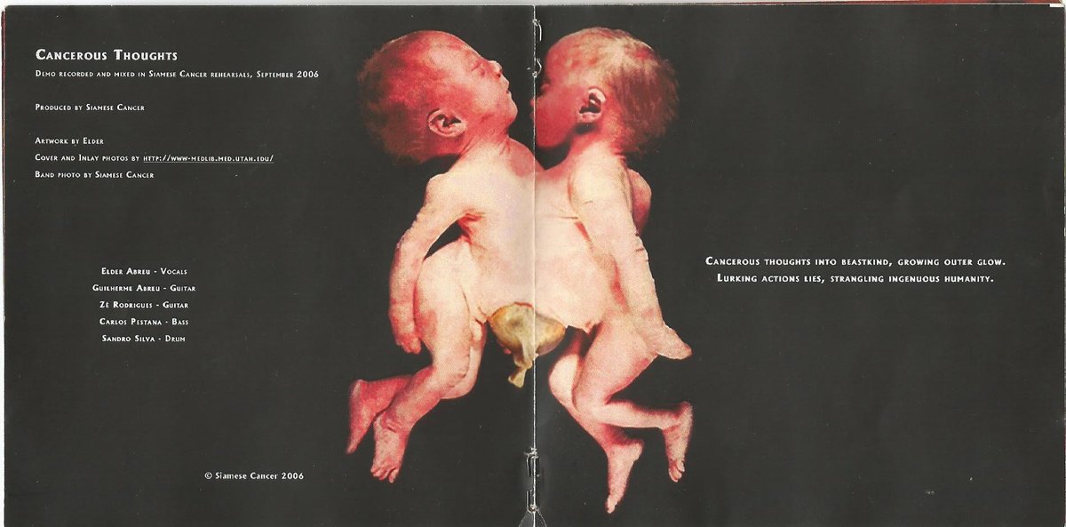 Siamese Cancer
Sandro Silva continued to battle with Siamese Cancer with Alexandre Jardim (lead guitar), Mauricio Garanito (rhythm guitar) and Danny Saldanha (vocals and lyrics, the former singer of Hideous Evocation; sang also in an Altar Of Pain’s gig in 2010).