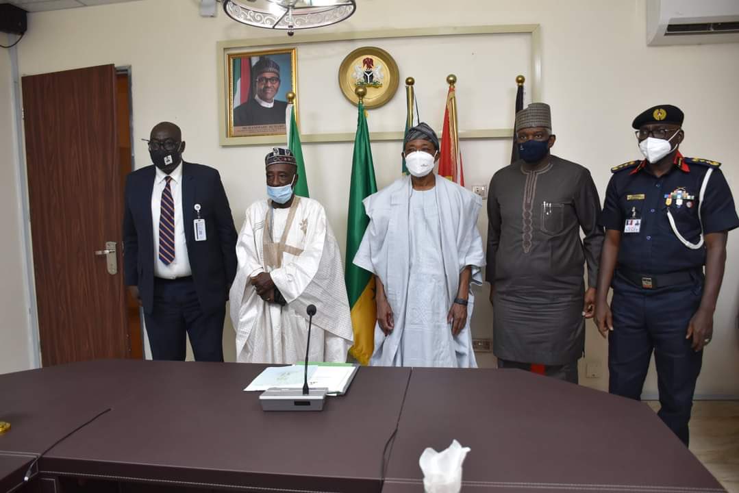 APC_supporters's tweet photo. HM @NanonoSabo has sought for support and cooperation of @MinOfInteriorNG Minister, Ogbeni @raufaregbesola on security, unrestricted movement and distribution of agricultural and allied products across the country, in his office yesterday. https://t.co/3tbcEkfKXe