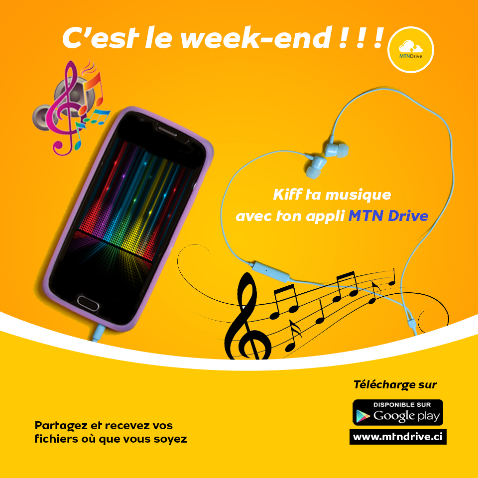 mtn_drive's tweet photo. "Le week-end est lancé 🤩🤩 ! Profite pour kiffer ta musique sur ton application MTN Drive. Télécharge ton appli ici :  https://t.co/S8I9sLXdQV

#mtndrive #drive #partage #musique" https://t.co/hkGgIDSuqH