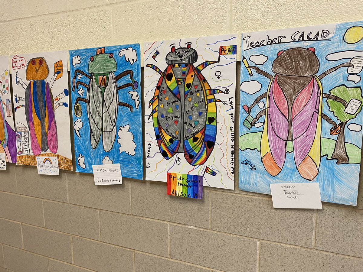 SPESgreenArt's tweet photo. More Cicada Mania! What Cicada are you? All SPES artists created a Cicada based on their current and future passions in life— Some just had something to say.. @visualartsbcps @spes0310 @RTwentey https://t.co/ZVt2XaU4l2