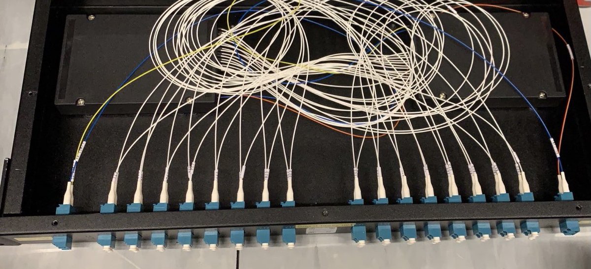 NetNinjaMoose's tweet photo. Busy night of #moosehands for @faelix, first part of the ring upgrade to DWDM  complete with some re-wiring of the OADMs. 2/3 muxes done with the other to follow soon! @NetworkMoose wish you were here! https://t.co/ZCPMU4zdPj