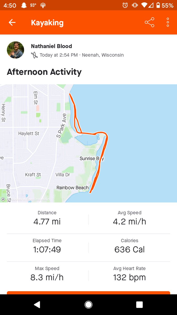 NathanielEBlood's tweet photo. Got to ride some pretty good waves for my birthday paddle. Notice how the spike in speed matches so nicely with the spike in heart rate 🌊🛶 https://t.co/K9zMubmvvF
