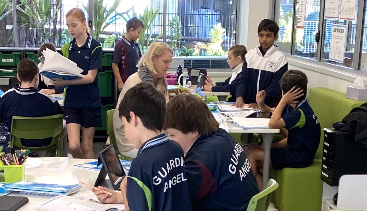 TdoyleTrevor's tweet photo. Continuing the “Final Tour”, I was at Guardian Angels School at Ashmore talking with the Yr5 & Yr6 students about their learning and their new classrooms and furniture. They have been in the renovated building this Term. Articulate, well mannered kids #bcecluster6 …💥 https://t.co/zWdRLZS9oU