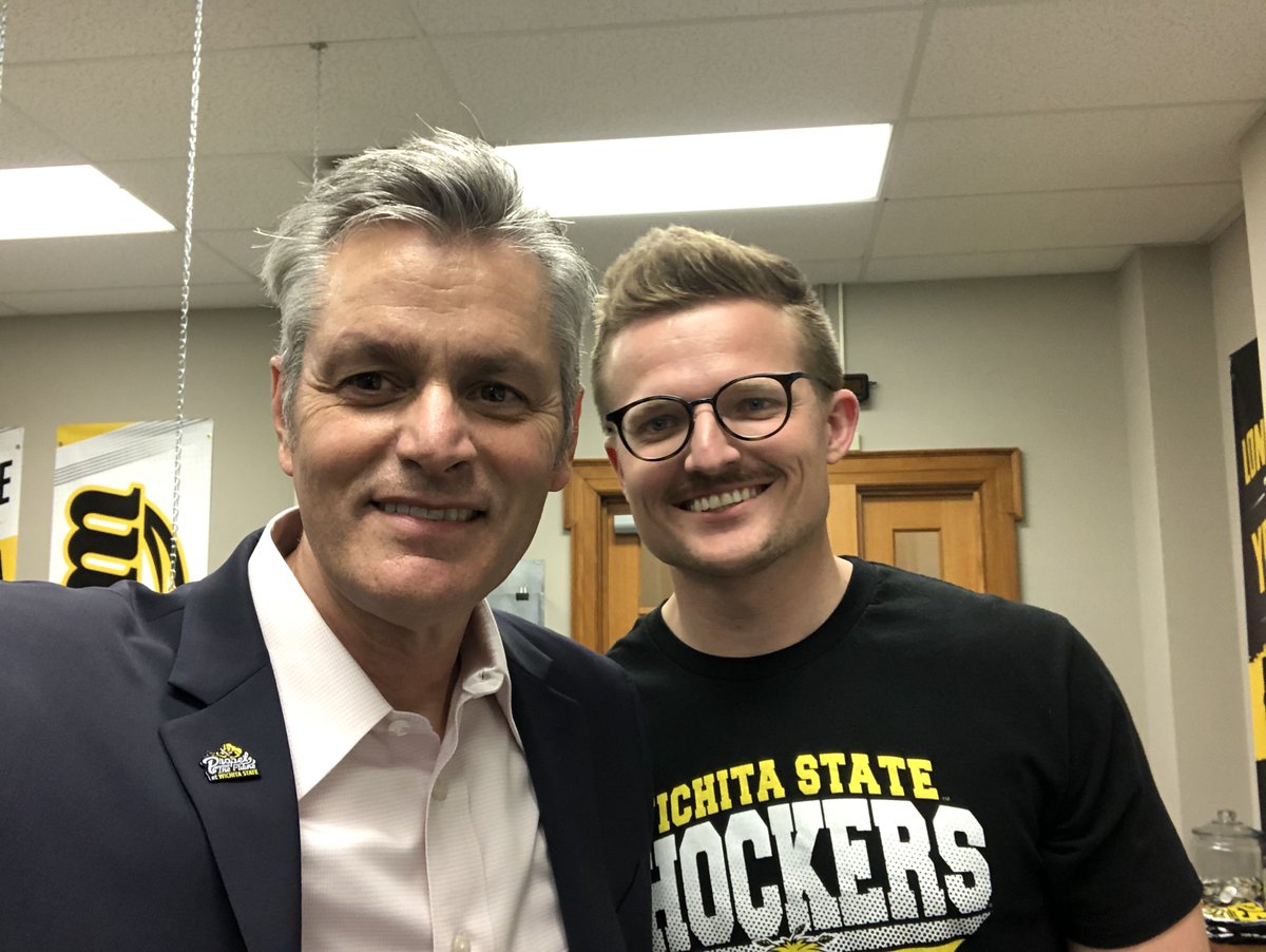 PresidentWSU's tweet photo. Congratulations on your next adventures, Lisa Hansen, Dr. Shareika Fisher, and @TypenTweets. Thank you for all of your hard work and dedication to #WichitaState and our students. #AlwaysAShocker https://t.co/f7NFZKNnaZ