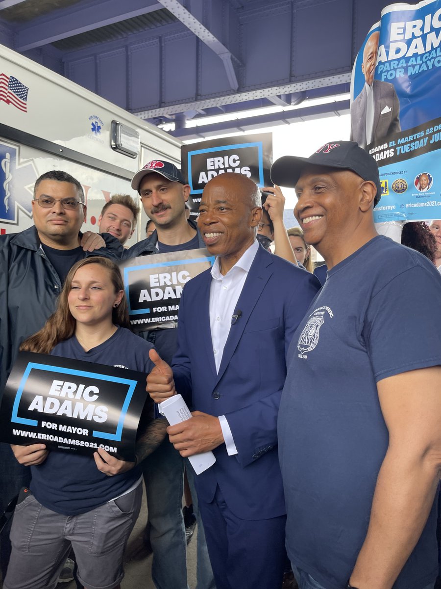 ericadamsfornyc's tweet photo. I'm so proud to be endorsed by our hard-working EMS community &amp; the men &amp; women who've sacrificed so much fighting on the frontlines of the pandemic.

For years our EMTs, paramedics &amp; fire inspectors have been shamefully denied pay parity—that comes to an end when I become Mayor. https://t.co/Nb6u6UawD7