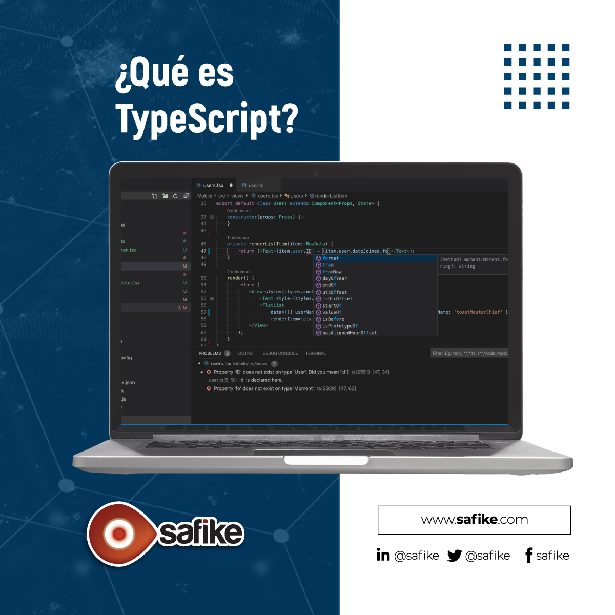 safike's tweet photo. ⌨ Conoce Typescript y sus componentes 

Es un lenguaje de programación creado por Microsoft que está pensado especialmente para desarrolladores frontend que necesitan trabajar en aplicaciones grandes, que deben ser mantenibles y también funcionen para el entorno de Javascript. https://t.co/aXzY4efT6Y
