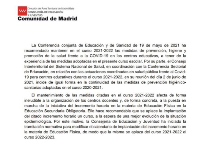 MartaHellinG's tweet photo. LAMENTABLE @IdiazAyuso ¿Dónde está la 3hora de EF que prometió? Que se sepa que la Salud es lo último que te importa. Dejo el comunicado donde pone que OTRA VEZ se “aplaza” y ha salido en el ULTIMO mes del curso. @educacmadrid @eossoriocrespo @coplefmadrid https://t.co/ccL0G7kU8X