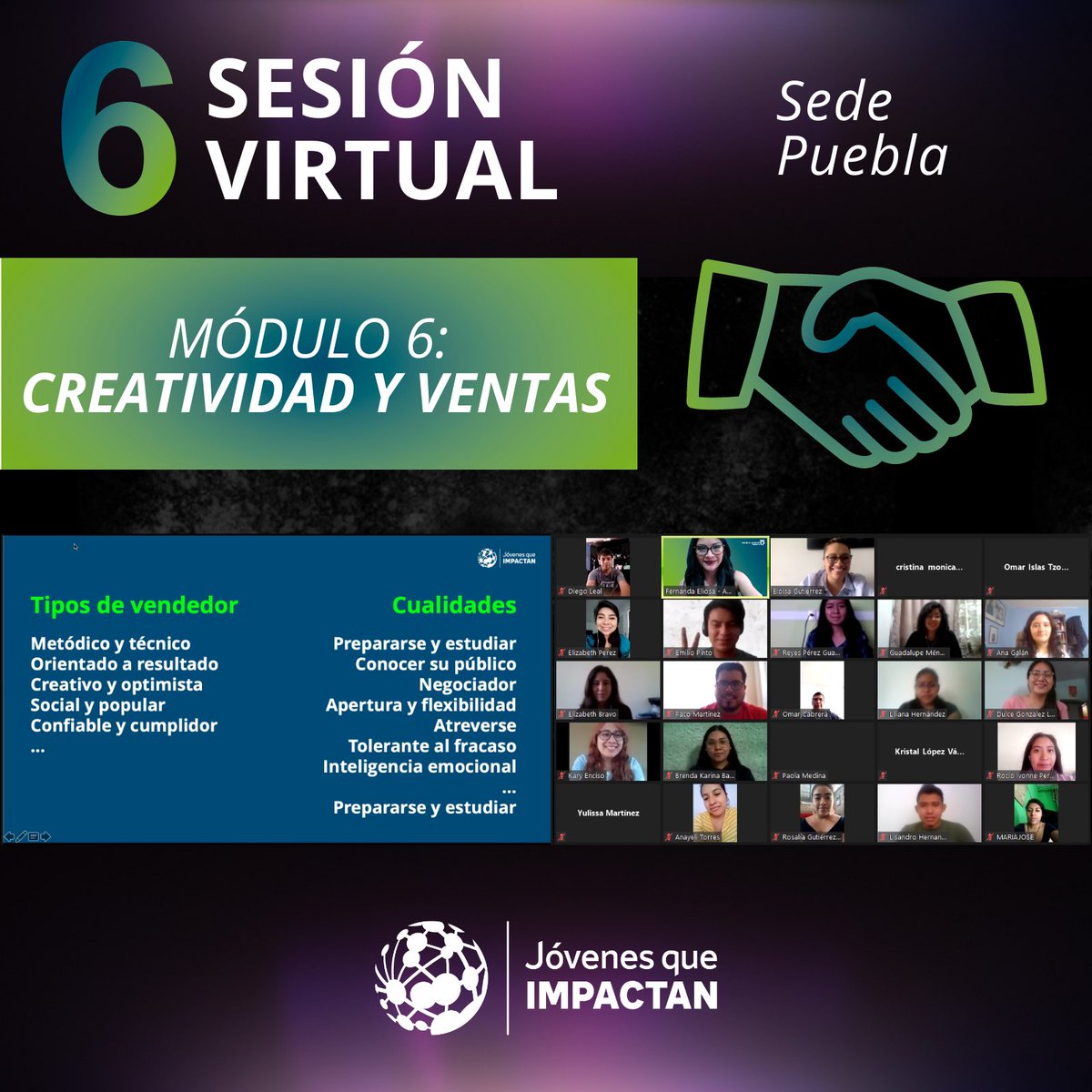 JQImpactan's tweet photo. Esto es un poco de lo vivido en nuestra sesión de cierre del módulo 6 Creatividad y Ventas impartido a nuestros #JóvenesQueImpactan en colaboración y gracias a @citi FDN #Pathway2Progress #CompromisoSocialCitibanamex https://t.co/3JcD6gMTHZ