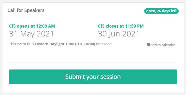ATLDevCon's tweet image. The 2021 ATL Code Camp call for speakers is OPEN! 
Sign up now to speak at one of the premier development community events in the Southeast! 
The event will be on Saturday, October 9, 2021.
✔sessionize.com/atlanta-code-c… 
#ATLCodeCamp 👩💻👨💻
