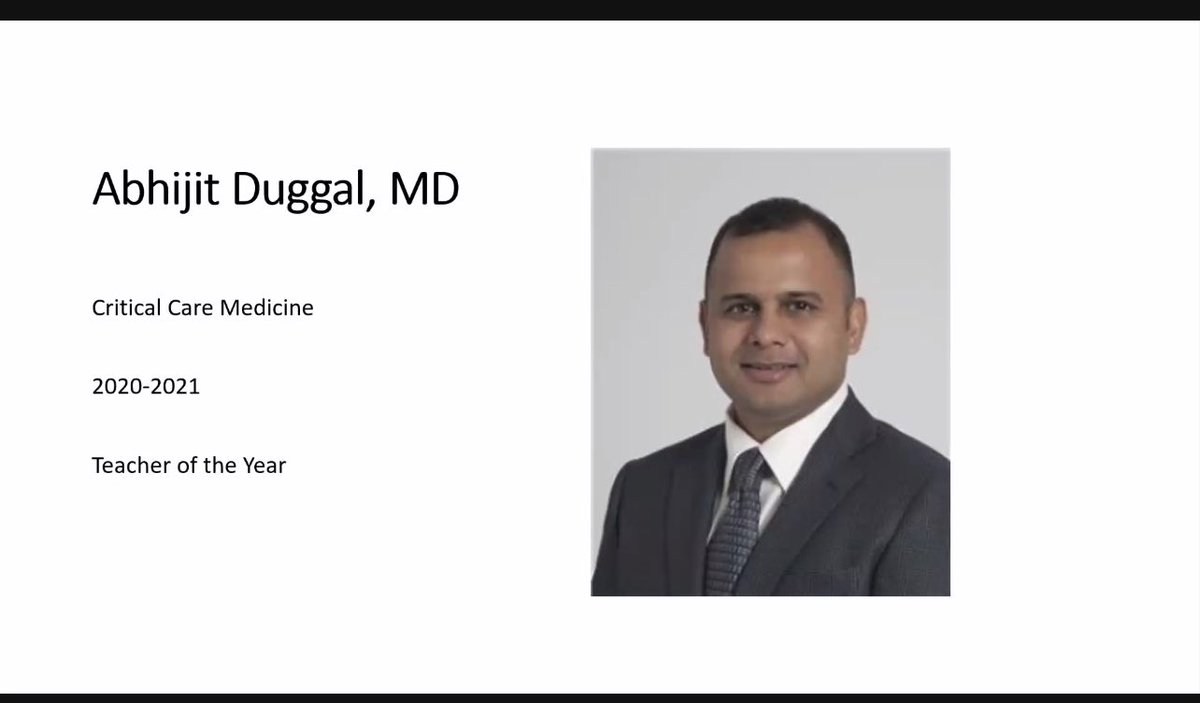 CCF_PCCM's tweet photo. Congratulations @AbhiDuggalMD on the Teacher of the Year Award! Well deserved! @RaedDweikMD @msiuba @CleClinicRespir https://t.co/V5jDqERx1r