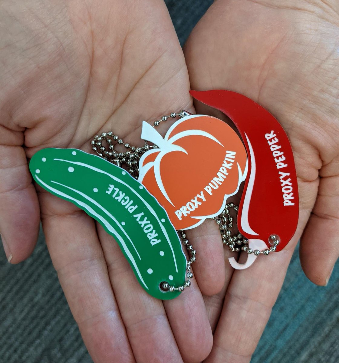 landsharkz's tweet image. Landsharkz has created new Proxy Tags!  They are produce themed, a proxy pickle, proxy pumpkin and proxy pepper!  Buy one or a pack of 3, write your tracking code on the back with a permanent marker, and send them out traveling! #ProxyTag #Trackable