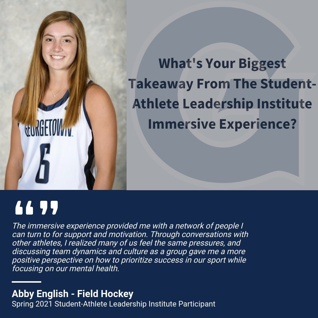 Here’s what Abby English ‘23 (@HoyasFH) has to say about the 3⃣ day Student-Athlete Leadership Institute immersive experience in May! #HoyasLead #LeadershipInstitute