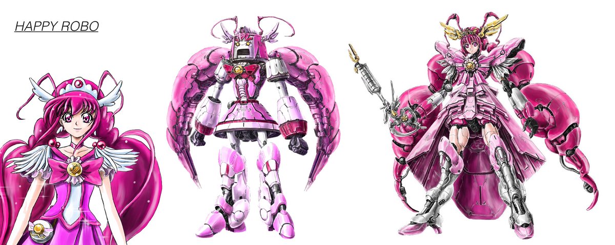 立ちポーズの極み選手権 プリキュア スマイルプリキュアのハッピーロボ 竜水和尚 おしょぴーのイラスト