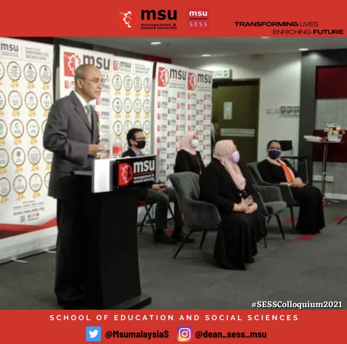 MsumalaysiaS's tweet photo. School of Education and Social Sciences would like to thank Tan Sri President @MohdShukriYajid for his presence at the closing ceremony of the SESS Colloquium 2021. 

@MSUmalaysia @drnhisham 

#msumalaysia #msusess #sesscolloquium2021 https://t.co/R8g90Yv9Gr