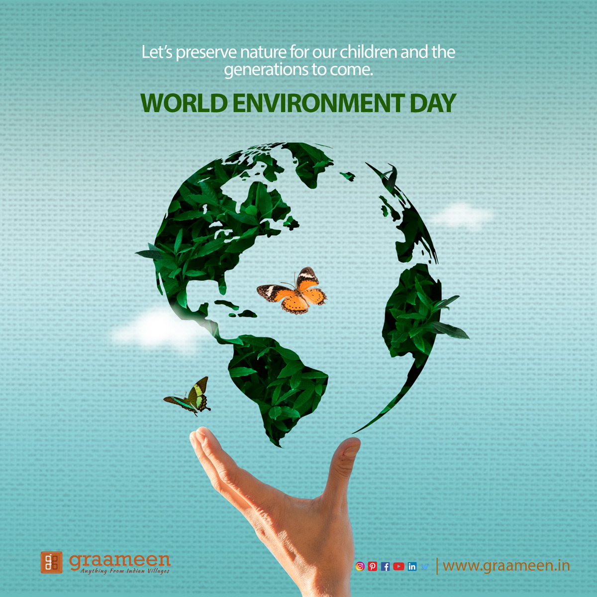 Stand up for nature! Protect the environment!
We are the generation that can make the earth a thriving home again. Let’s join hands and work together to make this goal a reality.
#GenerationRestoration 
graameen.in
.
.
.
#WorldEnvironmentalDay #enviornmentday2021