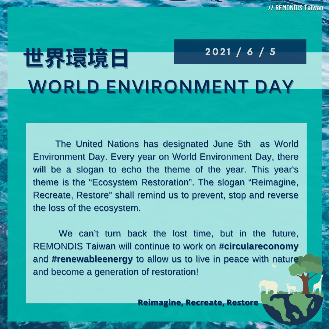 REMONDIS_TW's tweet photo. We can’t turn back the lost time, but in the future, REMONDIS Taiwan will continue to work on #circulareconomy and #renewableenergy to allow us to live in peace with nature and become a generation of restoration!
https://t.co/LJKCZ05RDG https://t.co/XHRRV3NMOk